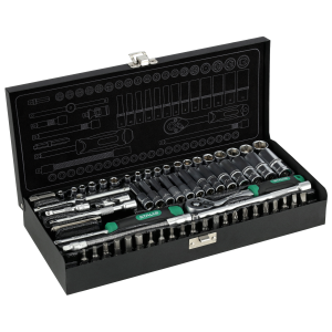 Zestaw kluczy nasadowych, metalowe pudełko, 67 elementów 1/4'' "STALCO" S-54016
