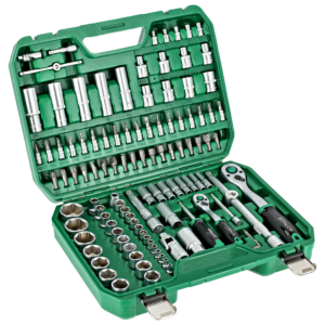 Zestaw kluczy nasadowych 110 elem BMC 1/2˝, 1/4˝, grzechotka 90 zębów STALCO S011100110