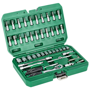 Zestaw kluczy nasadowych 1/4” opakowanie BMC 48 elem grzechotka 90t STALCO S011100048