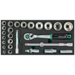 Zestaw kluczy nasadowych 1/2” 8-36mm 27elem. 90T CrV wkład EVA STALCO S026391290