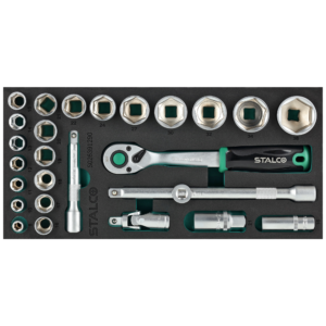 Zestaw kluczy nasadowych 1/2” 8-36mm 27elem. 90T CrV wkład EVA STALCO S026391290