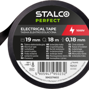 Taśma izolacyjna PVC 0,18mm x 19mm x 18m czarny (10) STALCO PERFECT S042276632