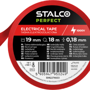 Taśma izolacyjna PVC 0,18mm x 19mm x 18m czerwony (10) STALCO PERFECT S042276633