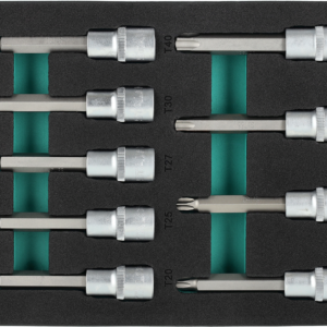 Zestaw bitów TORX S2 T20-T60, nasadek TORX CrV E10-E24 wkład EVA 18elem. STALCO S026388805